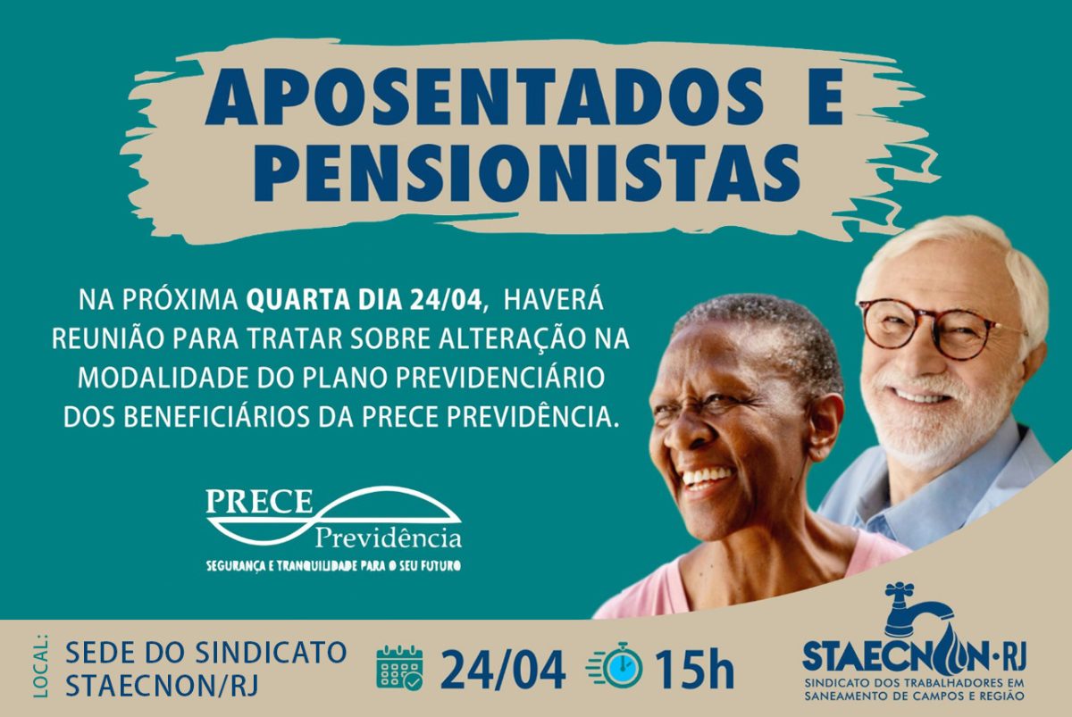 Staecnon/RJ promoverá reunião para aposentados e pensionistas da PRECE