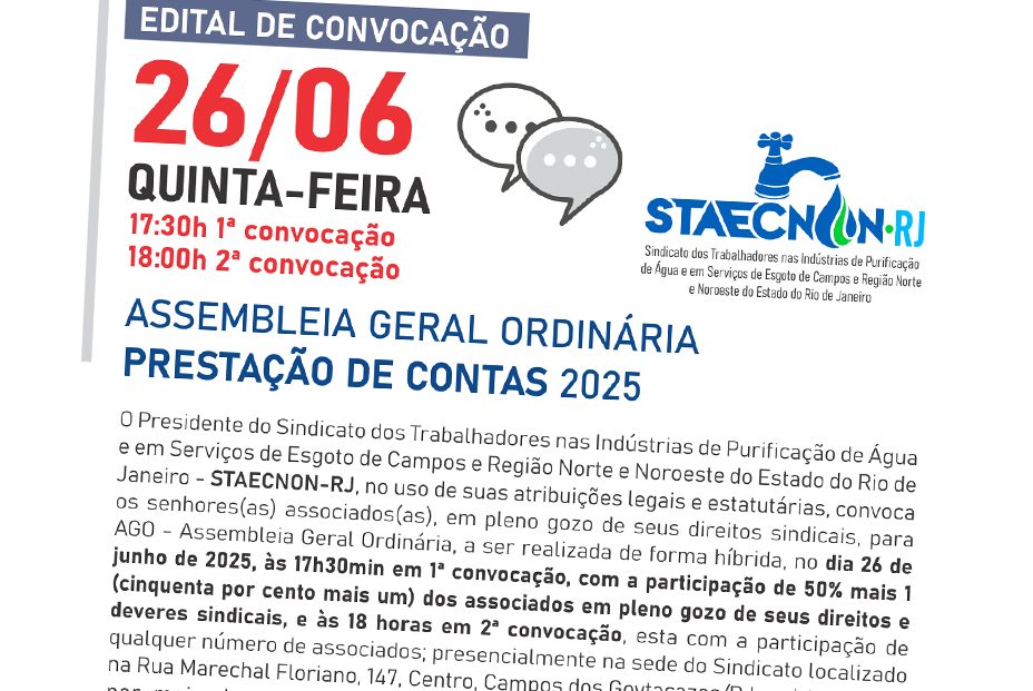 Assembleia Geral Ordinária para Prestação de Contas 2025